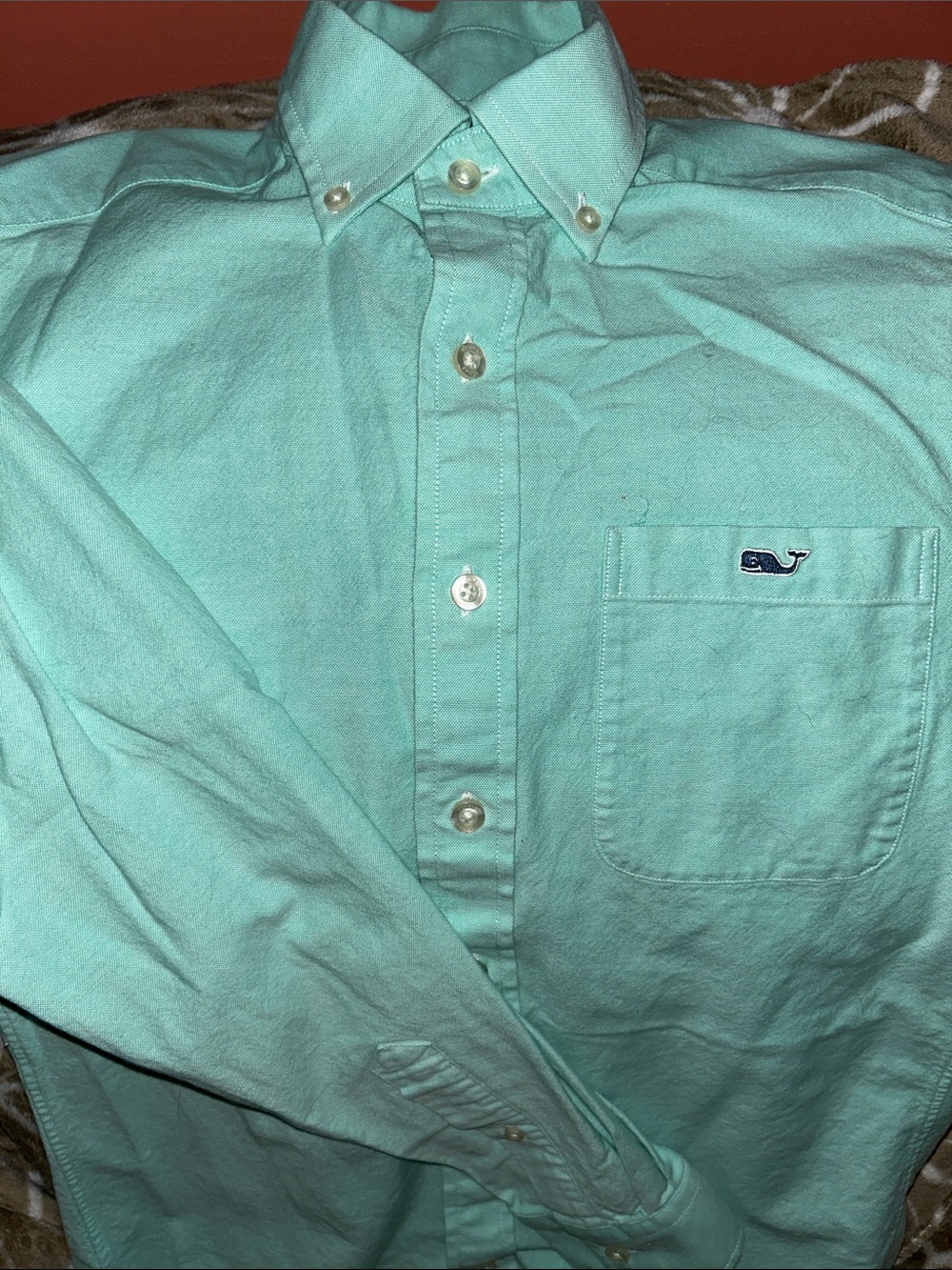 Vineyard Vines Men's Seafoam Green Button-Down Shirt